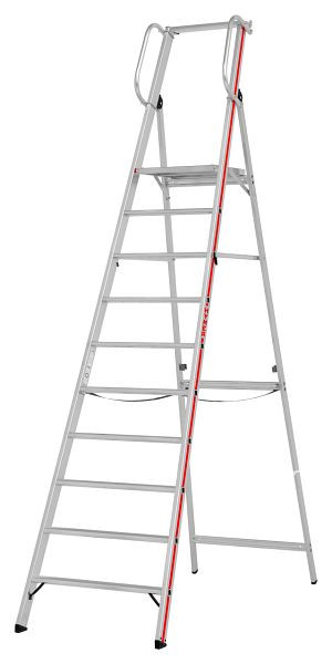 HYMER platformladder met leuning, 10 treden, stahoogte 2,35 m, 808010