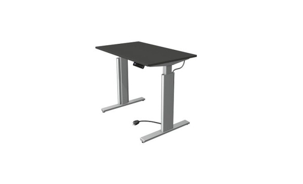 Kerkmann zit/sta tafel Move 3 zilver, B 1000 x D 600 mm, elektrisch in hoogte verstelbaar van 720-1200 mm, antraciet, 10231413