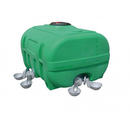Cemo PE-vat 2000 l, koffervorm, groen met scharnierend deksel 380, compleet met schot, 10926