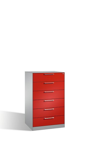 C+P archiefkast Asisto, H1310xB800xD600mm, kleur: wit aluminium/robijnrood, beugelgreep, 146223-623 S10223