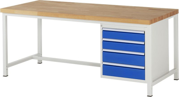 RAU werkbank serie 8000 - frameconstructie (gelast frame), 4 x laden, 2000x840x900 mm, 03-8162A1-209B4S.11