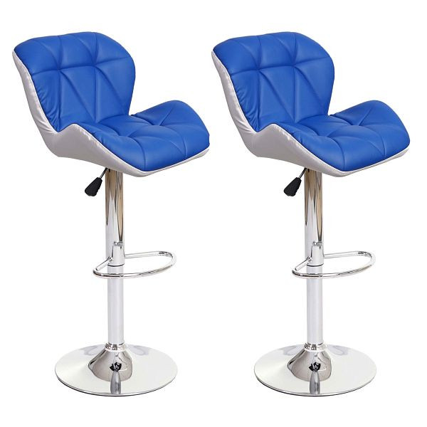 Mendler set van 2 barkrukken HWC-A92, barkruk tegenkruk, in hoogte verstelbaar imitatieleer, blauw, 74254