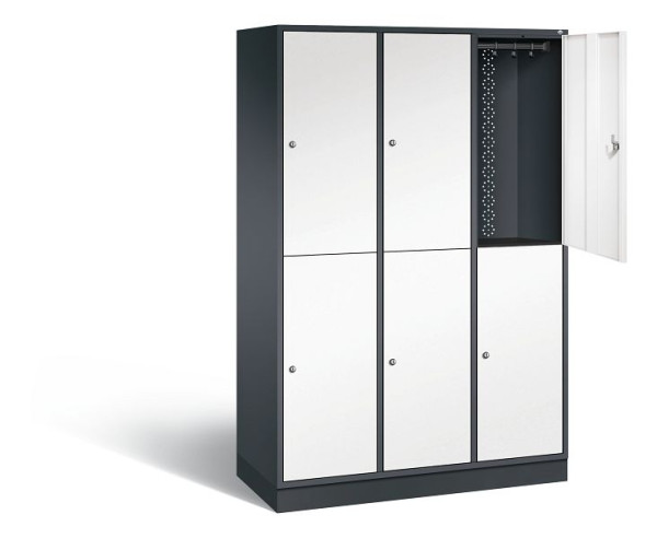C+P locker, dubbellaags XL Intro, H1950xB1220xD490mm, kleur: zwartgrijs / verkeerswit, 8270-302 S10072