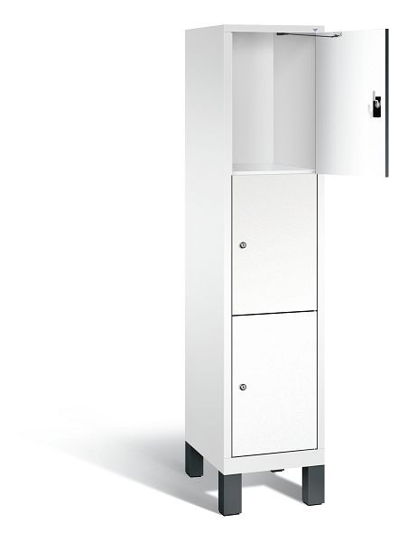 C+P lockerkast Evolo, H1850xB420xD500mm, kleur: verkeerswit / decor wit, 3 vakken, 48010-123 S10134