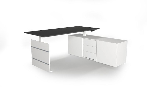 Kerkmann complete werkplek Move 3 elektrisch in hoogte verstelbaar, B x 1800 x D 800 x H 740 mm, kleur: wit/antraciet, 10384813