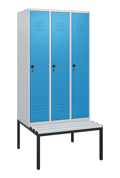 C+P luierkastje Classic PLUS, met onderbank, 3 vakken, 1950x900x815mm, 7035/5012, draaibare sluiting, 0800505-30 S10034