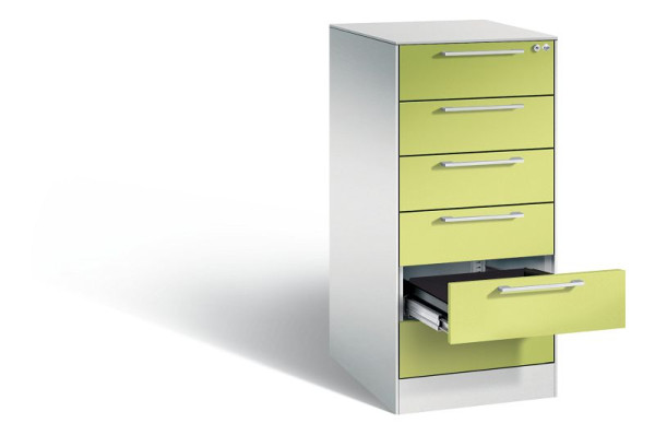 C+P archiefkast Asisto, H1010xB440xD600mm, kleur: lichtgrijs / virid groen, beugelgreep, 146245-622 S10021
