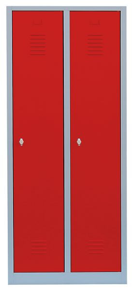 Lüllmann stalen kledingkast/garderobe, 1800 x 800 x 500 mm, lichtgrijs/vuurrood, 515124