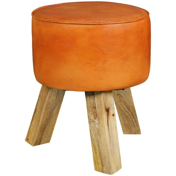 Wohnling Design Kruk Hout 37x45x37 cm Moderne Voetenbank Rond, WL5.102