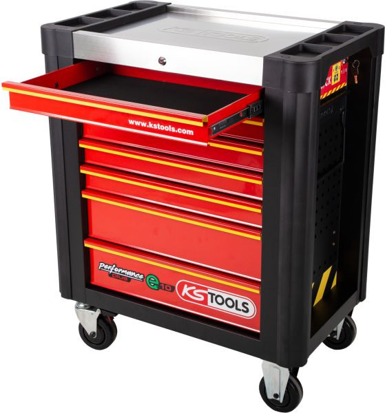 KS Tools PERFORMANCEplus e10 ZWART/ROOD werkplaatswagen met 7 laden, 873.0007