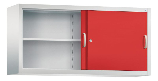 C+P bovenkast Acurado, H790xB1600xD400mm, kleur: lichtgrijs / vuurrood, beugelgreep, 2 niveaus, 2145-00 S10106