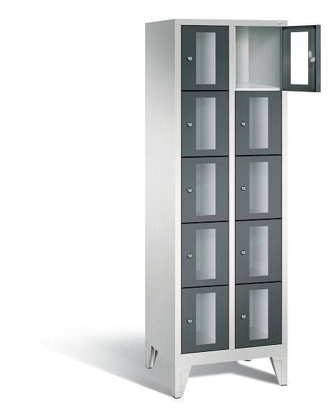 C+P lockerkast Classic, H1850xB610xD500mm, kleur: lichtgrijs / antracietgrijs, 8010A205 S10024