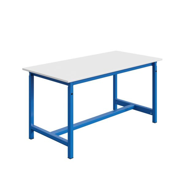 SOFAME PTH werkbank, mechanisch in hoogte verstelbaar, B 1200 x D 750 x H 759 tot 1039 mm, melamine werkblad 19 mm, hemelsblauw RAL 5015, W010020334BI