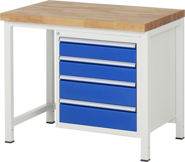 RAU werkbank serie 8000 - frameconstructie (gelast frame), 4 x laden, 1000x840x700 mm, 03-8162A1-107B4S.11