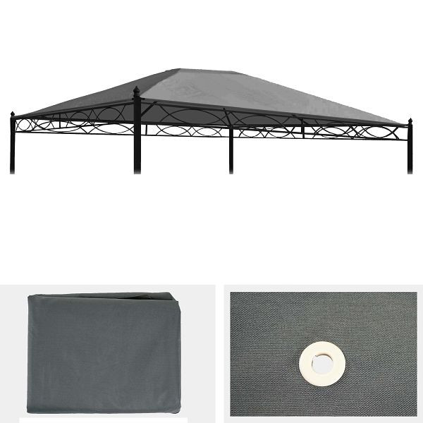 Mendler vervangende hoes voor dakpergola paviljoen Cadiz 4x3m, grijs, 65468