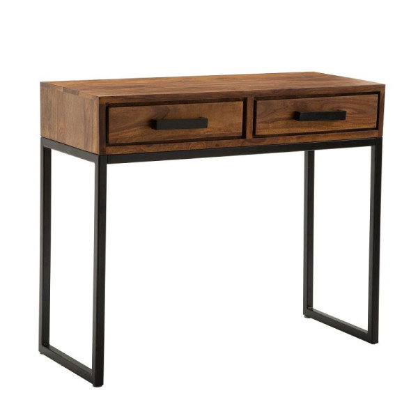 Wohnling consoletafel Sheesham massief hout / metaal 90x76x36 cm, smal, modern, WL6.147