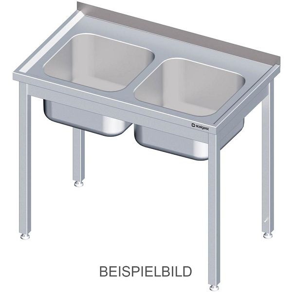 Stalgast spoelunit zonder voet 1100x600x850 mm, met twee schalen links, met opstaande rand, gelast, VST11622LA