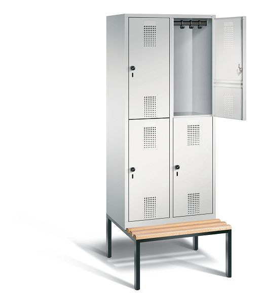 C+P locker dubbeldekker Evolo, H2090xW810xD815mm, kleur: lichtgrijs, 48350-22 S10018