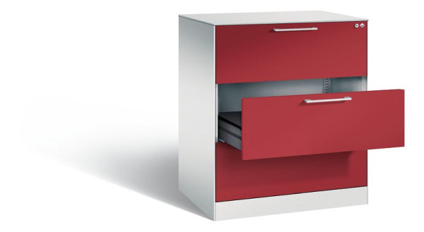 C+P archiefkast Asisto, H1010xB800xD600mm, kleur: lichtgrijs/robijnrood, beugelgreep, 146243-322 S10044