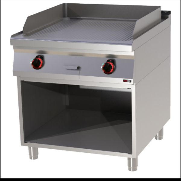 RM Thermik Series 900, elektrische grillplaat met bodem, 800x900x900 mm, gegroefd grilloppervlak, FTR-90/80E