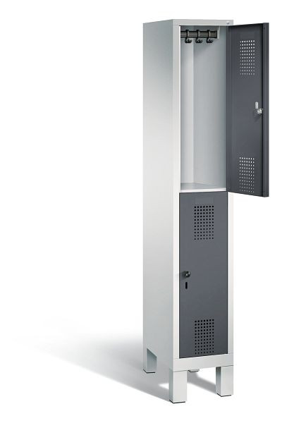 C+P locker dubbeldekker Evolo, H1850xB320xD500mm, kleur: lichtgrijs / zwartgrijs, 48310-10 S10040