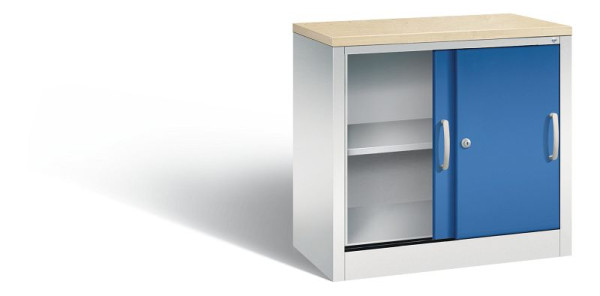 C+P dressoir met schuifdeuren Acurado, H720xB800xD400mm, kleur: lichtgrijs / gentiaanblauw, beugelgreep, 2 niveaus, 5722-00 S10422