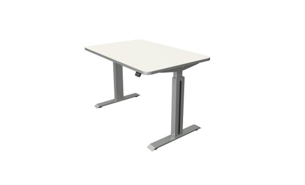 Kerkmann sta-/zittafel B 1200 x D 800 mm, zilver, elektrisch in hoogte verstelbaar van 740 - 1230 mm, wit/zilver, 10175510