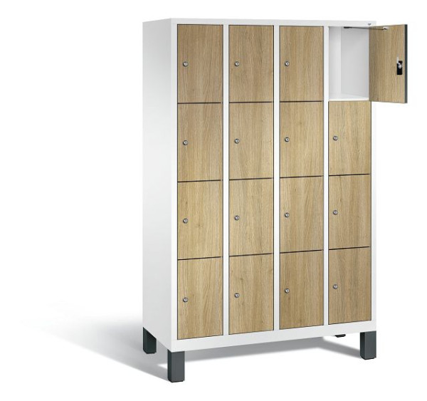C+P lockerkast Evolo, H1850xB1190xD500mm, kleur: verkeerswit / decor eiken Sereno, 48010-404 S10135
