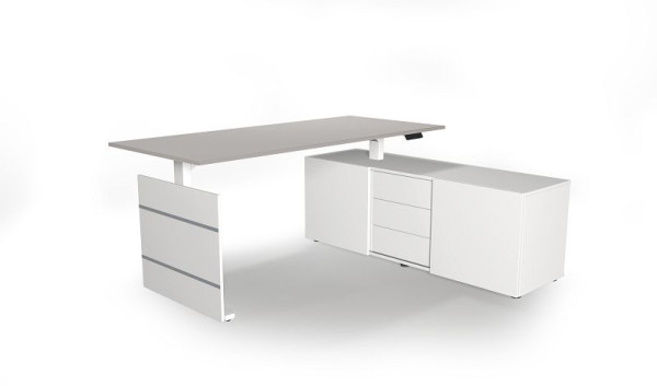 Kerkmann complete werkplek Move 3 elektrisch in hoogte verstelbaar, B x 1800 x D 800 x H 740 mm, kleur: wit/lichtgrijs, 10384911