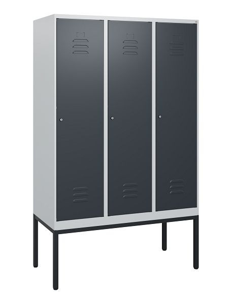 C+P Umkleidespind Classic PLUS, Gestell, 3 Abteile, 1950x1200x500mm, 7035/7016, Zylinderschlösser, 0800305-32 S10023