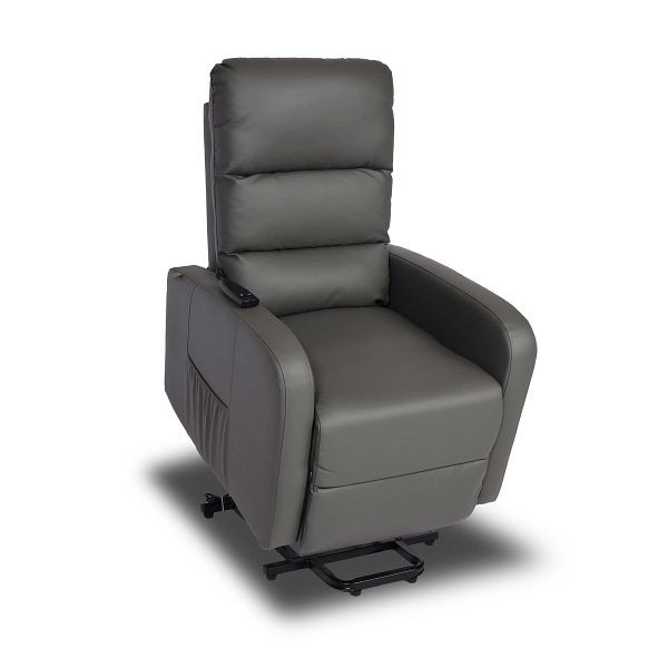 Mendler TV-stoel HWC-K62, fauteuil relaxstoel TV-stoel ligstoel, ligfunctie sta-op-hulp, metaal kunstleer, grijs, 94704