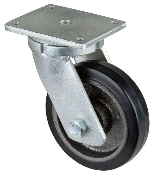BS Rollen zwaarlastwiel, wielbreedte 50 mm, wiel-Ø 200 mm, draagvermogen 450 kg, zwarte elastische banden, gegoten wiellichaam, kogellagers, RR100.B81.201