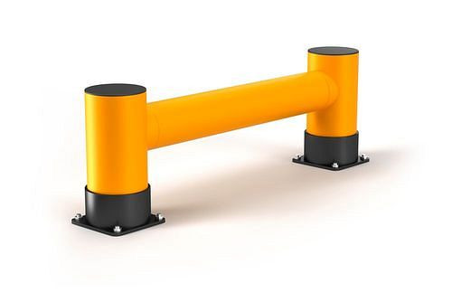 Ampere plankeindbescherming van kunststof, enkele plank, B 1200 mm, geel/zwart, 304879