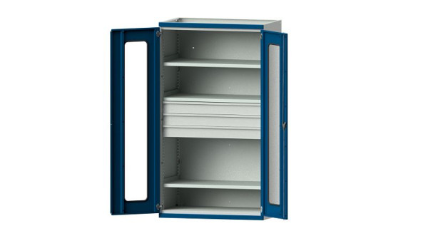 ANKE werkbanken, zware kast, model 103, 1085 x 630 x 1950 mm, zichtvlak van plexiglas, RAL 7035/5010, 620.033