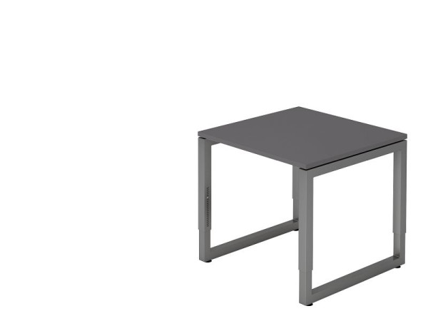 Hammerbacher bureau O-voet vierkant 80x80cm grafiet/grafiet, rechthoekige vorm met zwevend tafelblad, VRS08/G/G