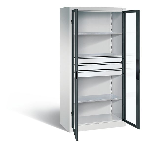 C+P gereedschapskast Acurado, H1950xW930xD500mm, kleur: lichtgrijs / antracietgrijs, verzonken handgreep, 8921-55302 S10018