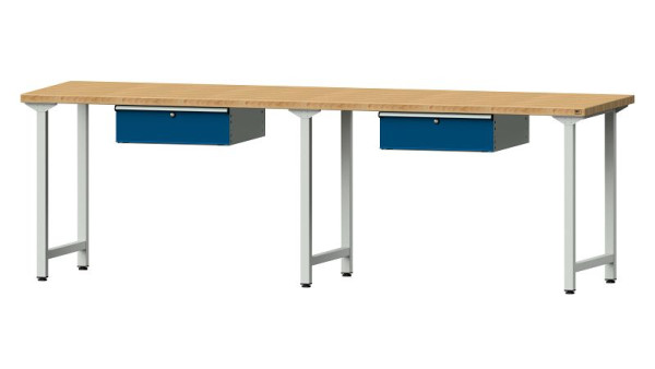 ANKE werkbanken werktafel, model 193, 2800 x 800 x 890 mm, RAL 7035/5010, BMP 40 mm, 401.465