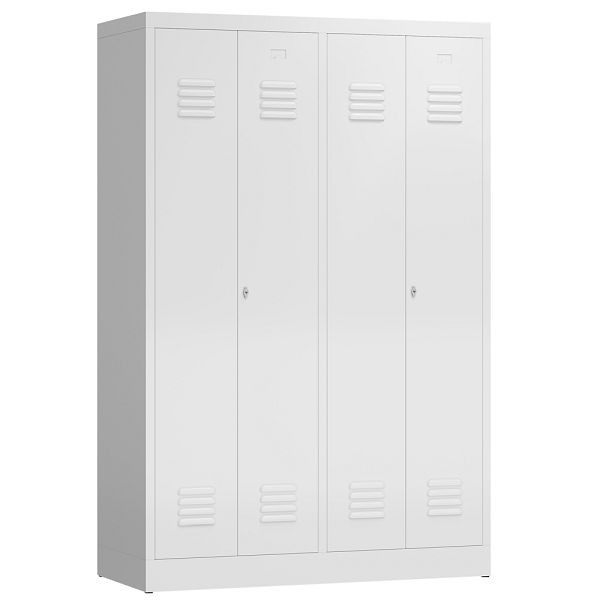 Lüllmann ClassiX kledingkast, 4 vakken, elk 2 sluitend in het midden, 1800 x 1185 x 500 mm, signaalwit, X-510447