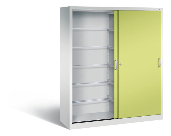 C+P schuifdeurkast Acurado, H1950xB1600xD500mm, kleur: lichtgrijs / virid groen, beugelgreep, 2150-60 S10036