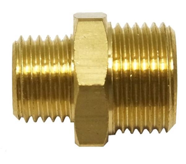 AEROTEC cilindrische dubbele nippel, 1/4 inch x 3/8 inch messing, 10.133.82