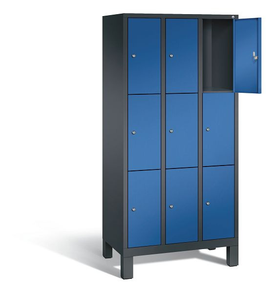 C+P lockerkast Evolo, H1850xB900xD500mm, kleur: zwartgrijs / gentiaanblauw, 48010-303 S10097