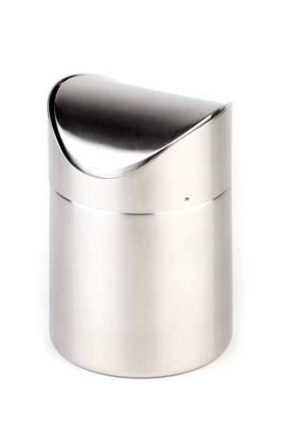 APS tafelafvalbak, Ø 10 cm, hoogte: 13 cm, RVS, mat gepolijst, afneembaar zwenkdeksel, met bajonetsluiting, 00027