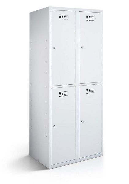 KEMMLIT garderobekast met 2 vakken en 4 deuren 30cm met gesloten bodem, lichtgrijs 7035, draaibare sluiting, 100261