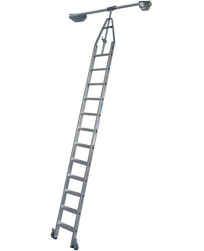 Krause trapladder, dubbele plank, aluminium, verrijdbaar, met railsysteem, 12 treden, 257515