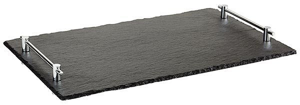 APS GN 1/1 natuurleisteen plaat, 53 x 32,5 cm, hoogte: 6 cm, materiaaldikte 7-9 mm, verchroomde handgrepen, met geschroefde afstandhouders, 00966