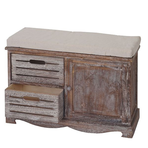 Mendler bank HWC-J22, bank ladekast, shabby look vintage 49x71x32cm bruin, 50475