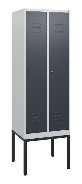 C+P Umkleidespind Classic PLUS, Gestell, 2 Abteile, 1950x600x500mm, 7035/7016, Zylinderschlösser, 0800305-20 S10023