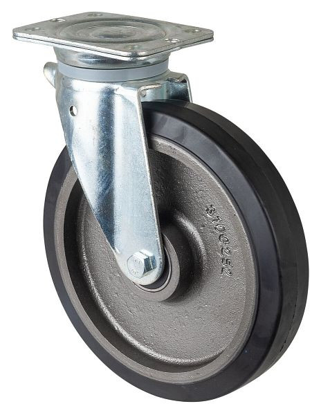 BS Rollen zwaarlastwiel, wielbreedte 50 mm, wiel-Ø 250 mm, draagvermogen 500 kg, zwarte elastische banden, gegoten wiellichaam, kogellagers, N100.B81.253