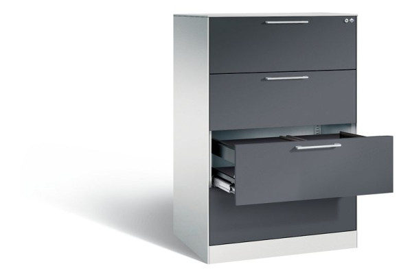 C+P hangarchiefkast Asisto, H1310xB800xD600mm, kleur: lichtgrijs/zwartgrijs, beugelgreep, 146223-412 S10153