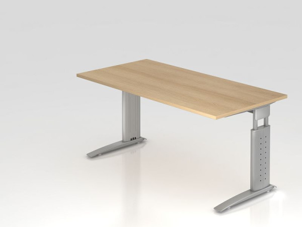 Hammerbacher bureau C-poot 160x80cm eiken/zilver, werkhoogte 68-86 cm verstelbaar, VUS16/E/S